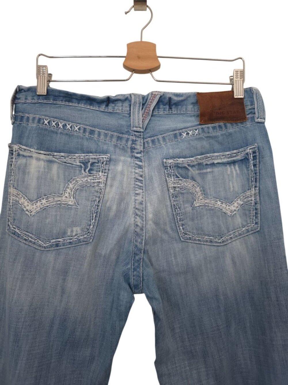 Big Star Pioneer Buckle Exclusive Distressed Embroidered Denim Boot Cut Jeans 32 - Picture 5 of 11
